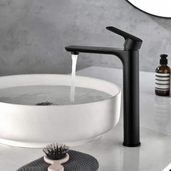 Single Handle Vessel Sink Faucet in Matte Black