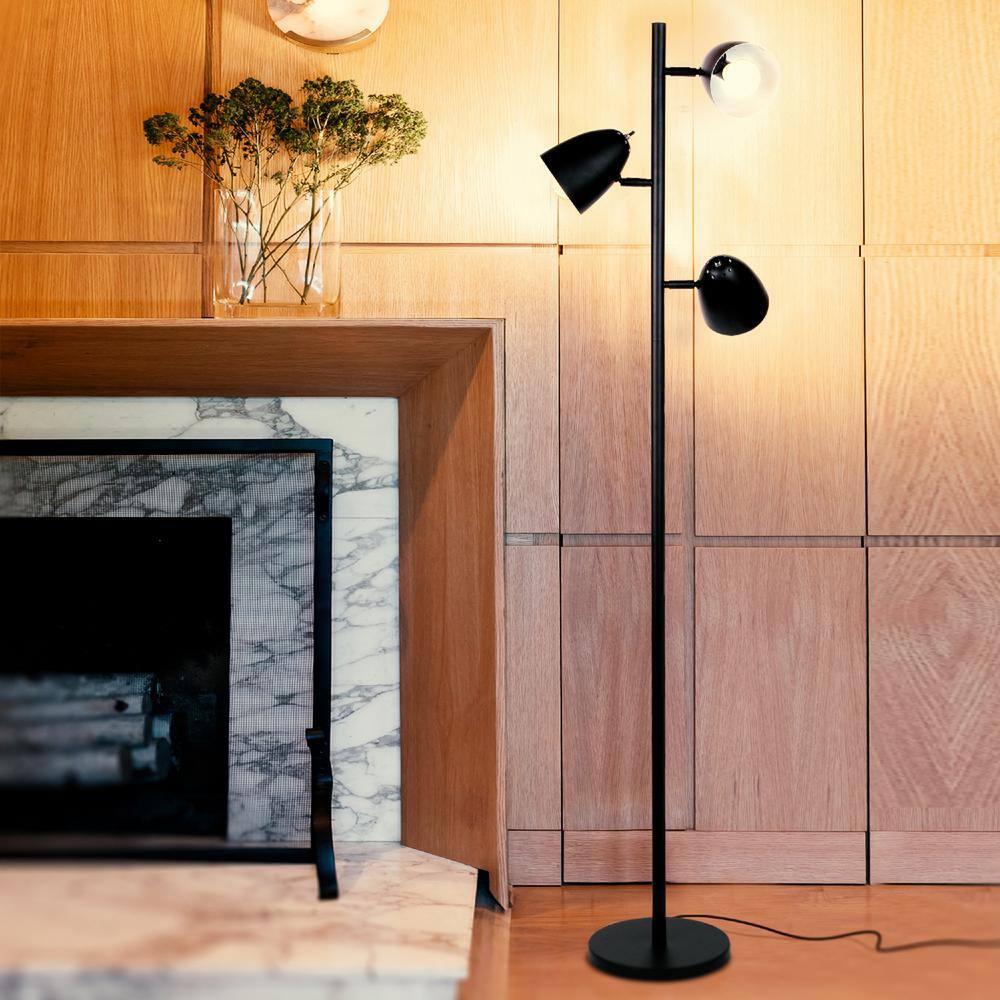 Jacob 64" Black Adjustable Multi-Head LED Floor Lamp