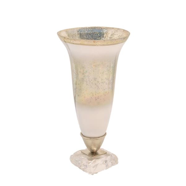 Liv & Skye 15 in. Silver Glass with Acrylic Base Decorative Vase