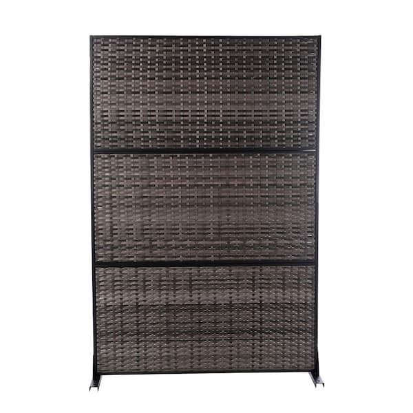 72.1 in. Privacy Metal Garden Fence Outdoor Screen Panels in Gray Brown (1-Pack)