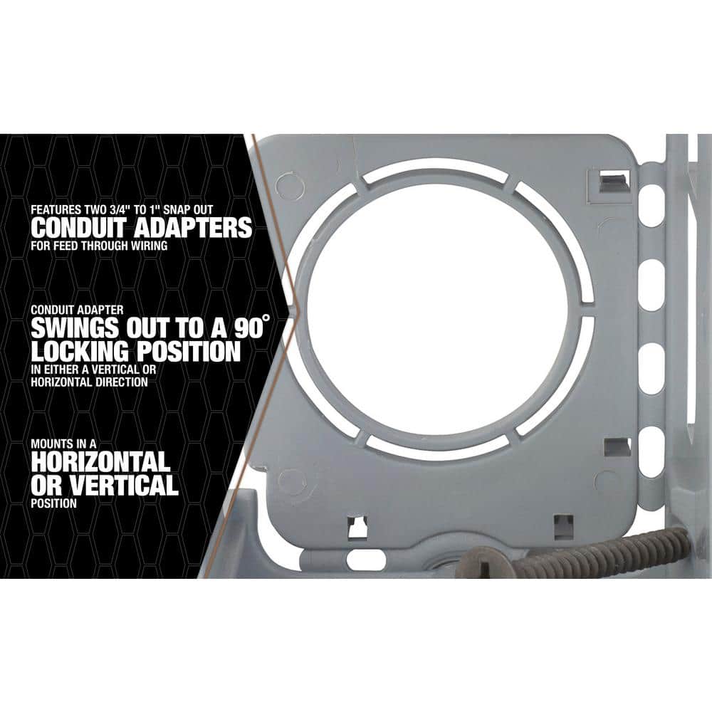 Gray PVC Adjustable Depth Low Voltage Box with Leveling Tab