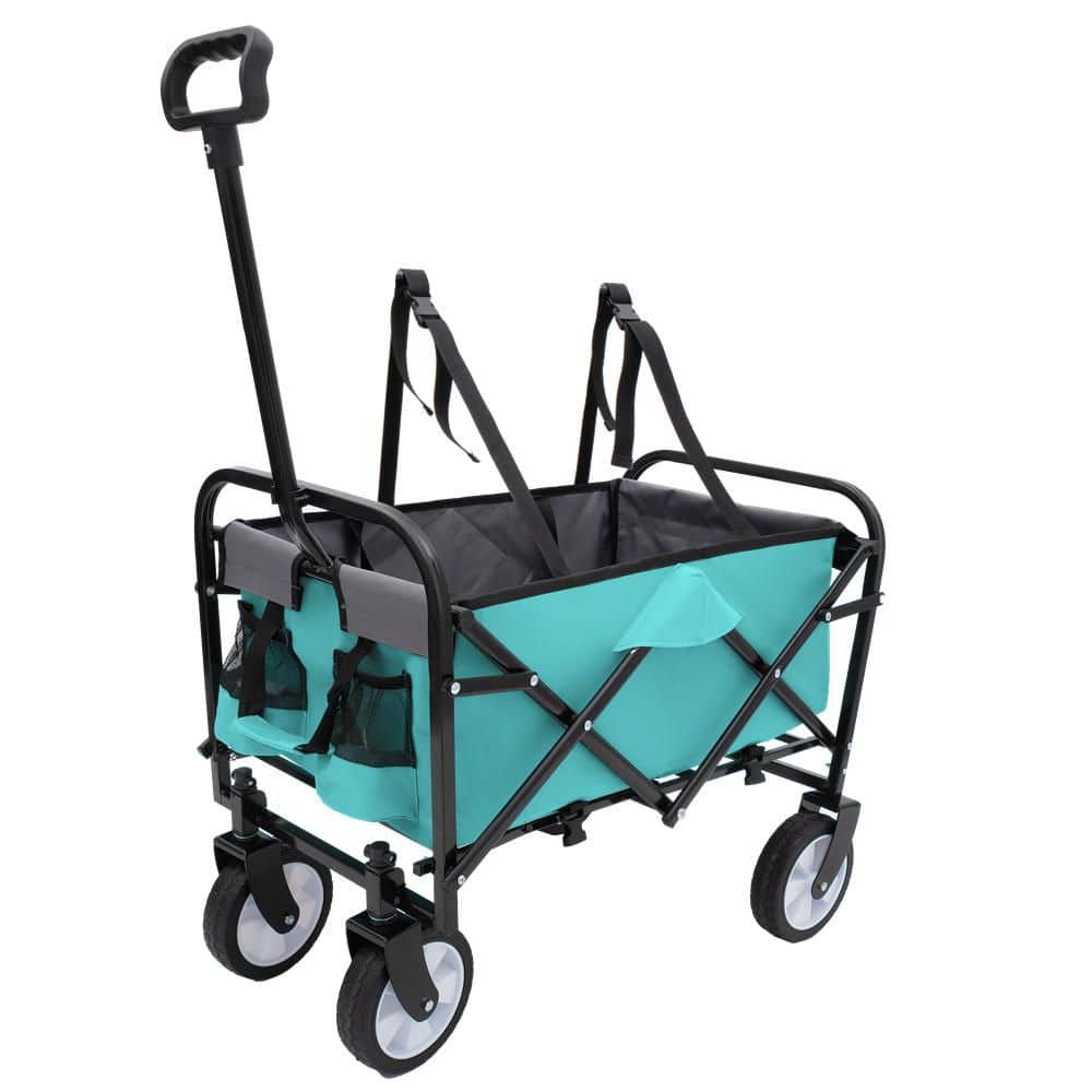 3 cu. ft. Strap Collapsible Foldable Wagon Cart Steel Garden Cart Supports 