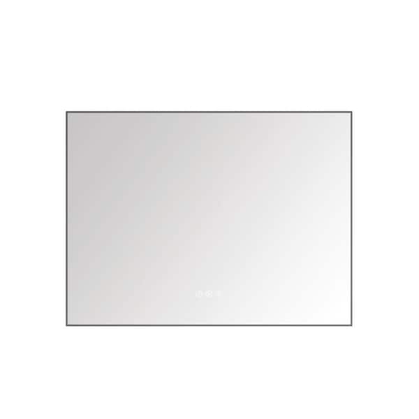 Polibi 48 in. W x 36 in. H Rectangular Frameless Wall Mounted LED Light Bathroom Vanity Mirror with Anti-Fog and Dimmable