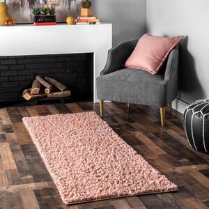 Kara Solid Shag Pink 2 ft. 8 in. x 6 ft. Runner Rug