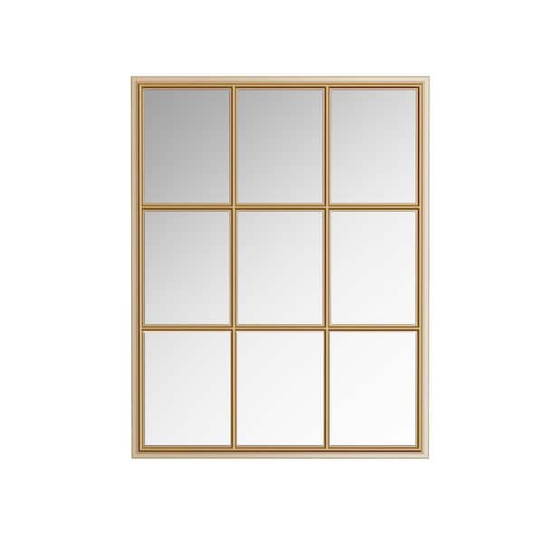 A&E Trion 28 in. W x 36 in. H Large Rectangular Metal Framed Wall Bathroom Vanity Mirror in Gold