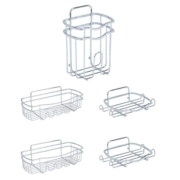 5 Piece Adhesive Shower Caddy Organizer in Chrome