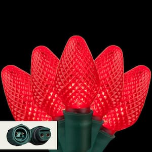 24 ft. 25-Light LED Red Commercial C7 String Lights with Watertight Coaxial Connectors