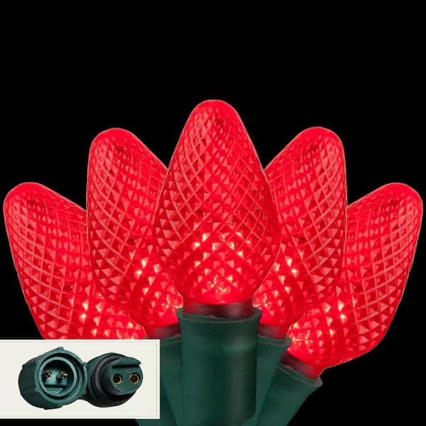 Wintergreen Lighting 24 ft. 25-Light LED Red Commercial C7 String Lights with Watertight Coaxial Connectors