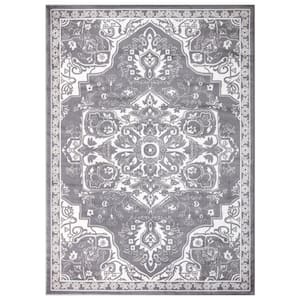 Jefferson Collection Vintage Medallion Gray 5 ft. x 7 ft. Area Rug