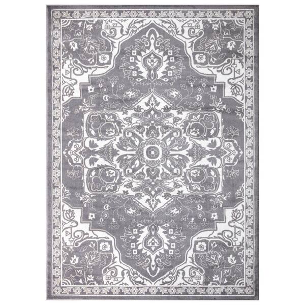 Concord Global Trading Jefferson Collection Vintage Medallion Gray 8 ft. x 10 ft. Area Rug