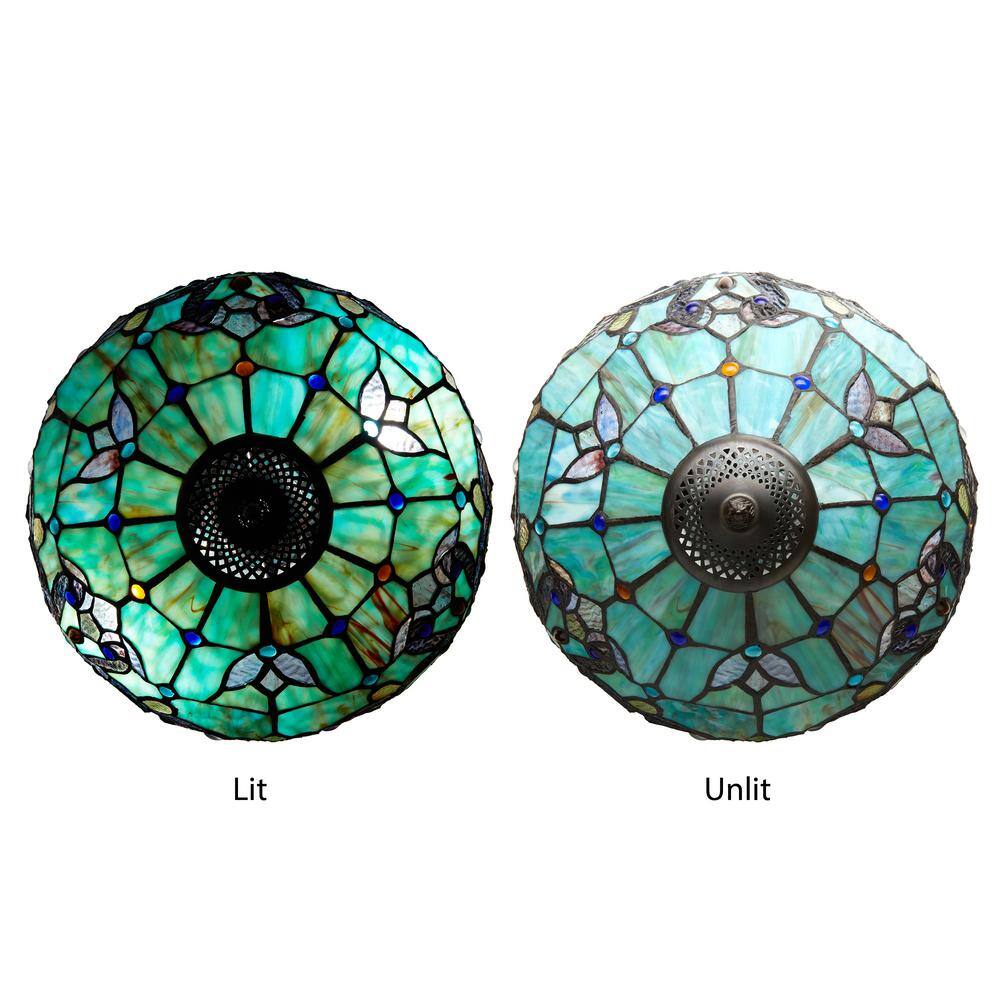 Harlow 20" Green Stained Glass Dome Accent Lamp