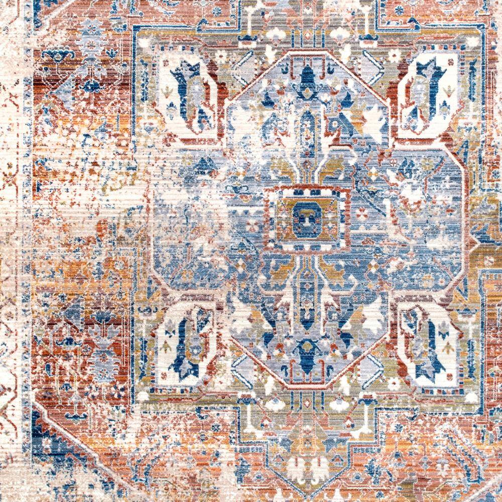 Ivory and Multicolor Medallion Fringe Runner Rug, 2' 6" x 8'