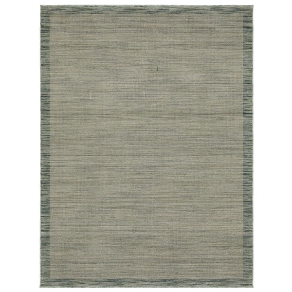 Wells 2 ft. x 10 ft. Green/Blue Border Area Rug