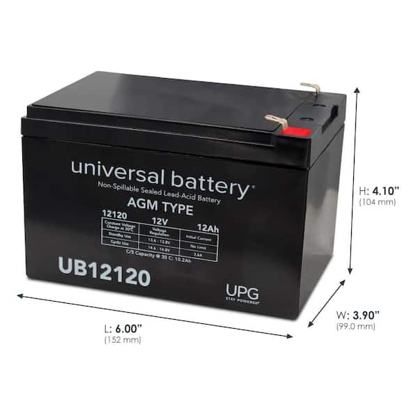 12-Volt 12 Ah F2 Terminal Sealed Lead Acid (SLA) AGM Rechargeable Battery