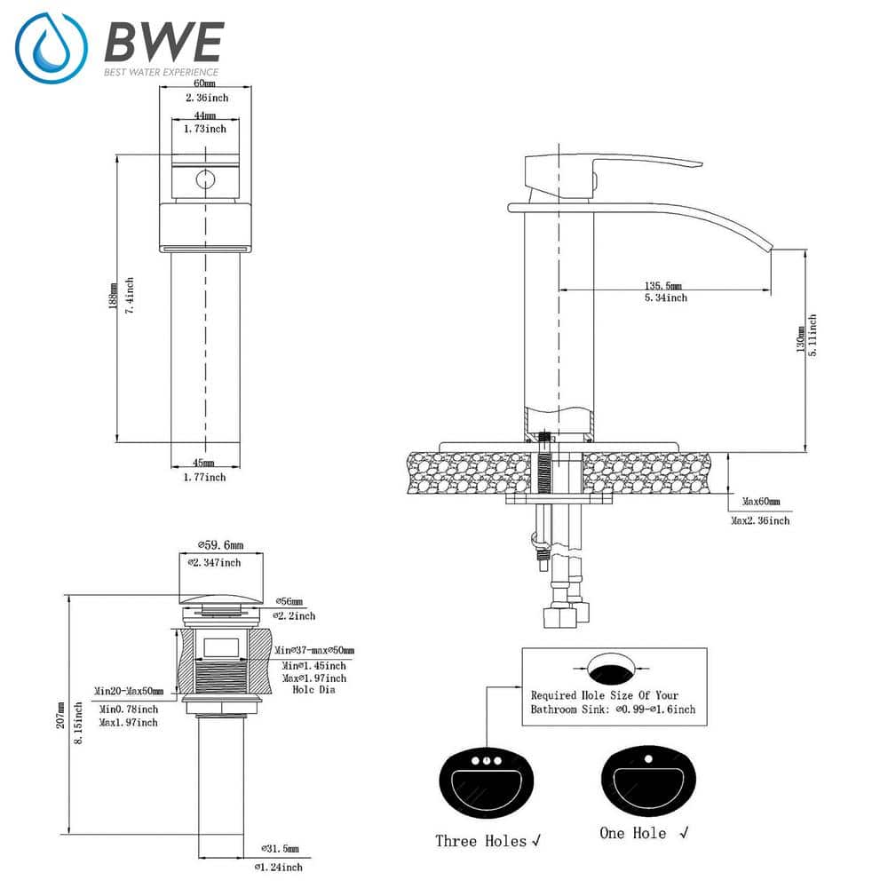 Oil Rubbed Bronze Single Handle Waterfall Bathroom Faucet with Drain