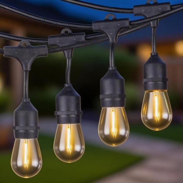 E26 Dimmable 16-Light 50 ft. Indoor/Outdoor Plug-In LED Edison String-Light Shatterproof Waterproof