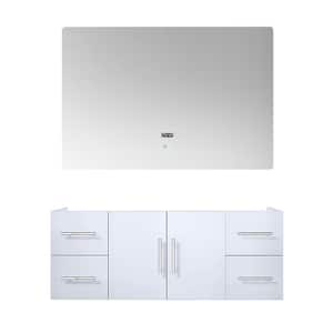 Geneva 48 in. W x 22 in. D Glossy White Bath Vanity without Top and 48 in. LED Mirror