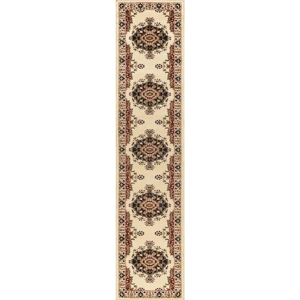 Sensation Border Ivory 2 ft. x 10 ft. Indoor Runner Rug