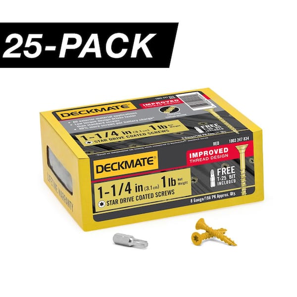 25-Pack #8 x 1-1/4 in. Tan Star Drive Flat-Head Wood Deck Screw (25 lbs. / 4,650-Piece)