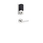 SmartCode Touchscreen Satin Nickel Single Cylinder Electronic Deadbolt featuring Milan Hall/Closet Lever