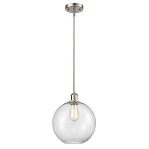 Athens 1 Light Brushed Satin Nickel Globe Pendant Light with Clear Glass Shade
