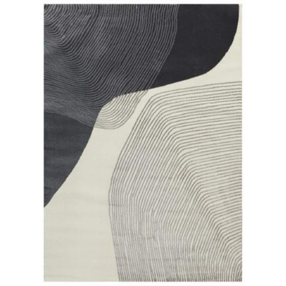 Rosy Gray, Ivory and Black Geometric 5 ft. x 7 ft. Area Rug price history on PriceWatchPro
