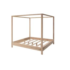Kraftsman Series Natural King Size Canopy Bed with Raised Platform