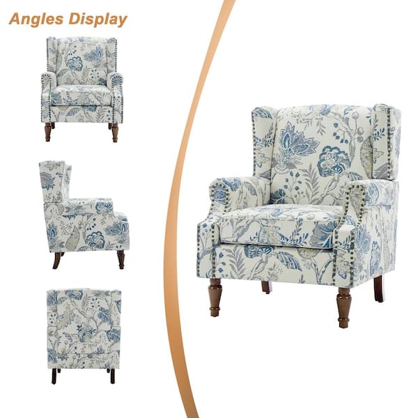 EXILE - nana2nd  Uixe Retro Peacock Blue Linen Nailhead Trim Upholstered High