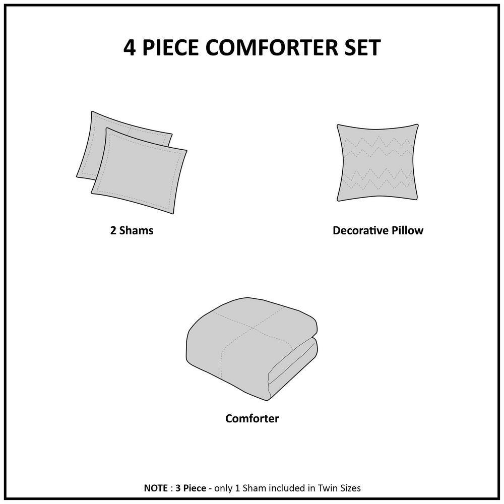 Queen Green/Ivory Microfiber Reversible Comforter Set with Sherpa