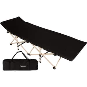 75 in. Portable Folding Camping Bed and Cot (Black)