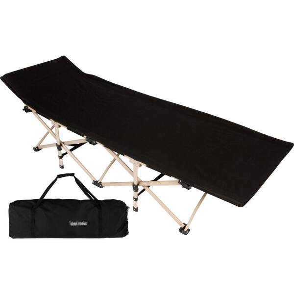 Trademark Innovations 75 in. Portable Folding Camping Bed and Cot (Black)