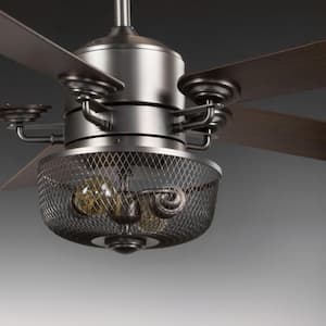 Greer 54 in. Indoor Antique Nickel Transitional Ceiling Fan with 3000K Light Bulbs Included with Remote for Living Room