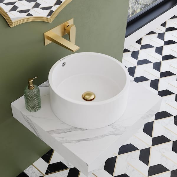 Swiss Madison Monaco 24 in. Floating Bathroom Shelf with Vessel Sink in White Marble