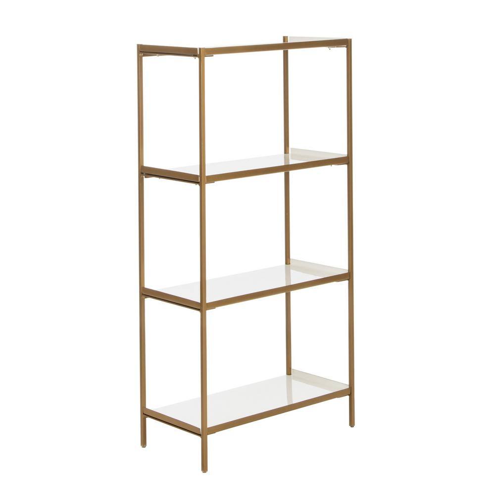 Daniella White and Brass 4-Tier Iron Etagere