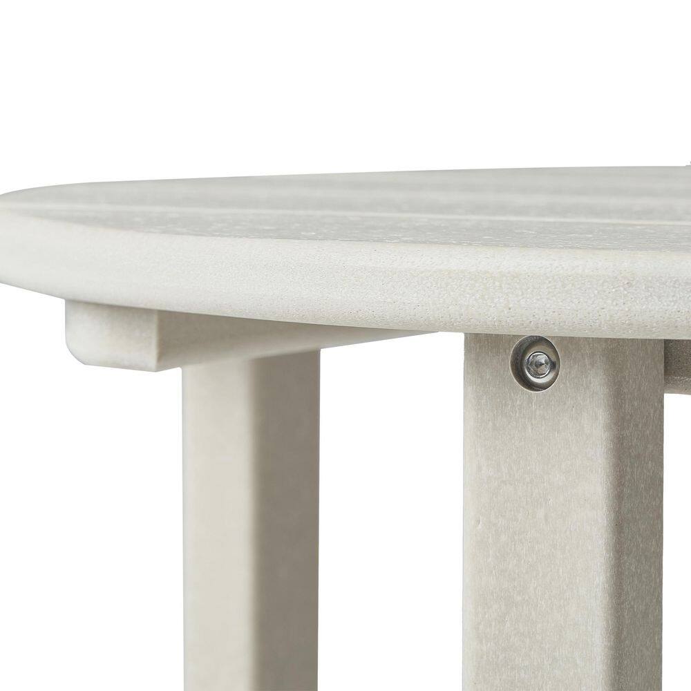 Beige 18" Round Polywood Outdoor Side Table
