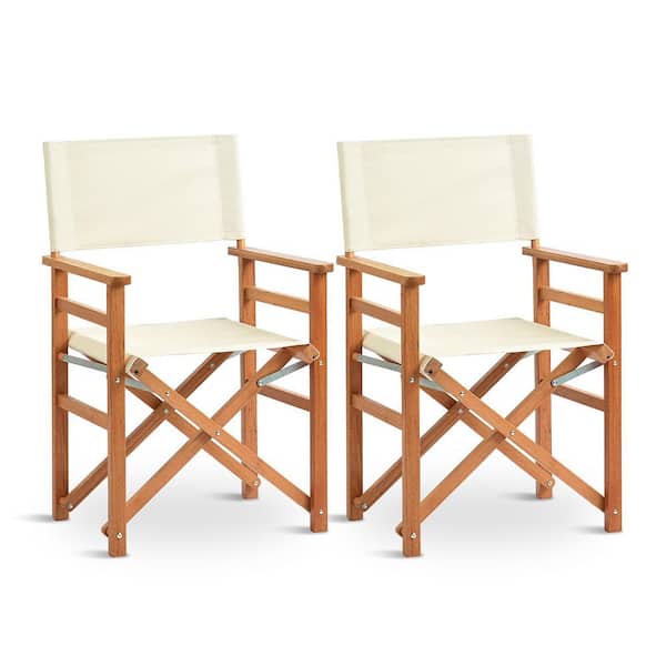 Patio White Solid Wood Beach Chair Set (Set of 2)