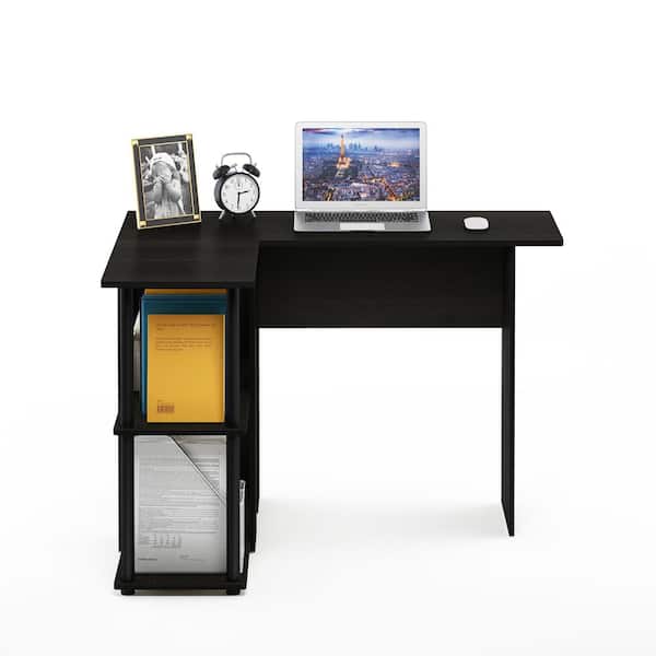 Furinno Abbott 41.14 in. L-Shaped Espresso/Black Writing Desk with Shelves