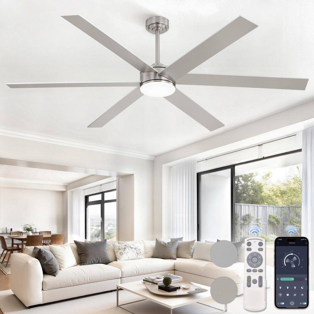 72 in Large Standard Ceiling Fans with Lights and Remote, Nickel Ceiling Fan for Living Room 6 Speeds, 3CCT, Timer price history on PriceWatchPro