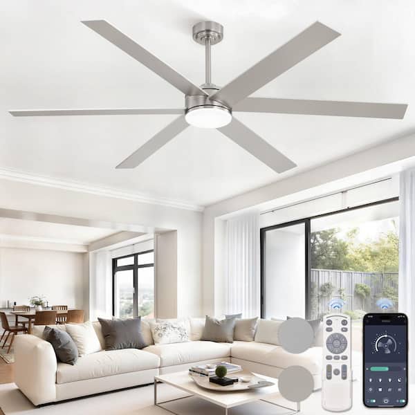 72 in Large Standard Ceiling Fans with Lights and Remote, for Living Room6 Speeds, 3CCT,Timer Downrod Mount,Angled Mount