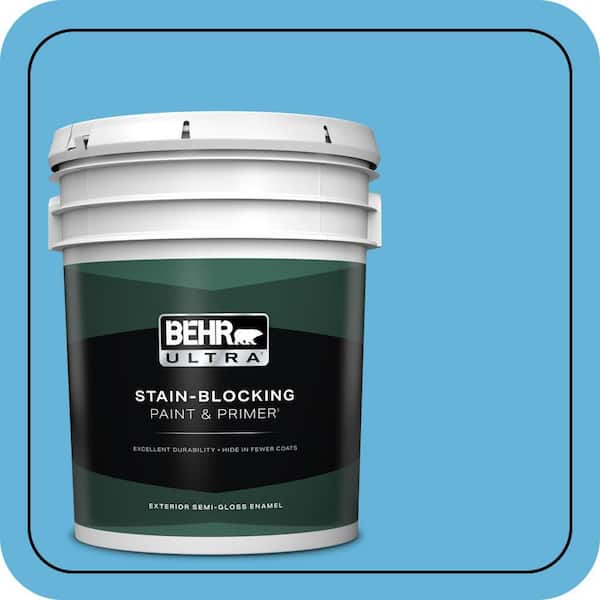 BEHR ULTRA 5 gal. #540B-5 Riviera Blue Semi-Gloss Enamel Exterior Paint & Primer