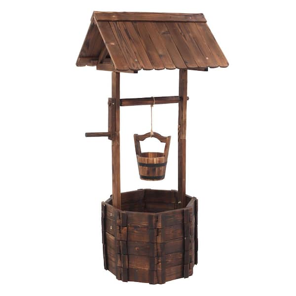 Winado Wooden Garden Reinforced Wishing Well Planter