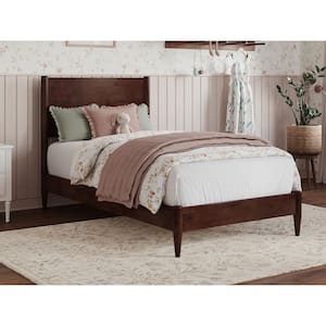 Pasadena Walnut Brown Solid Wood Frame Twin Low Profile Platform Bed