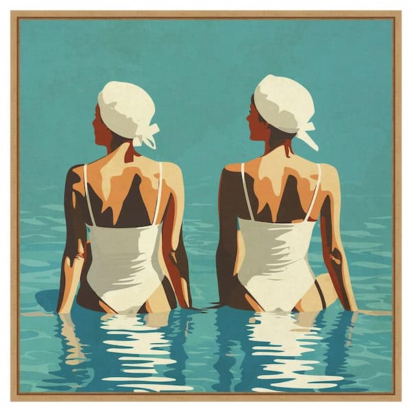 Amanti Art Two Friends At The Beach by Layla Oz 1-Piece Floater Frame Canvas Giclee People Art Print 30 in. x 30 in.