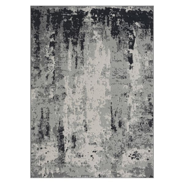 Unbranded Rose Gray/Charcoal 8 ft. x 10 ft. Abstract Modern/Contemporary Polyester Rectangle Area Rug