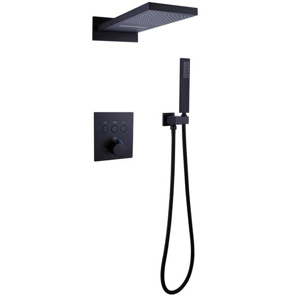 Inner Decor Aal Single-Handle 3-Spray Waterfall Wall Mount Shower Faucet in Matte Black (Valve Included)