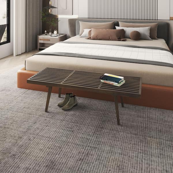 Leisuremod Inwood Platform Dark Walnut Bench Backless with Solid Wood 60 in.