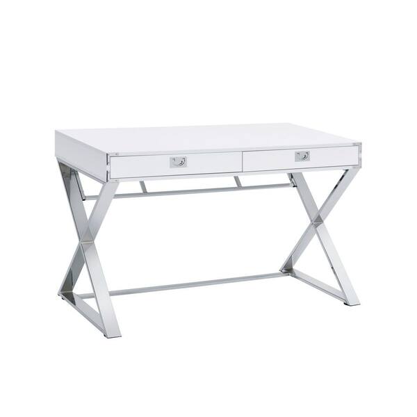 Picket House Furnishings Estelle 47 in. Rectangle White Metal 2 Drawer Computer Desk