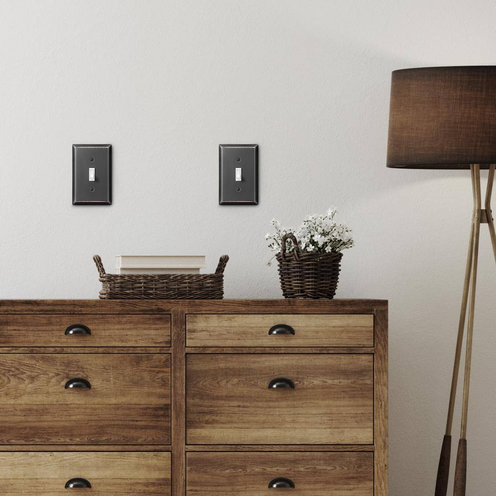 Sleeklighting 4 Pack Beveled Oil Rubbed Bronze Outlet Covers | 1 Gang Toggle