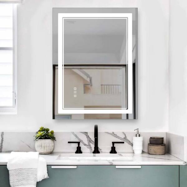 24 in. W x 32 in. H Bathroom Makeup Mirror LED Lighted Bathroom with Mirror in Chrome M820