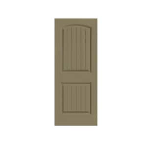 Elegant Series 30 in. x 80 in. Olive Green Stained Composite MDF 2 Panel Camber Top Interior Door Slab For Pocket Door